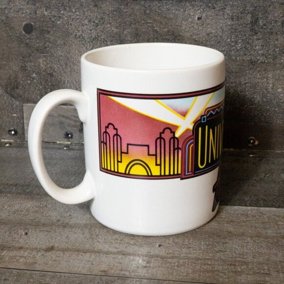 VINTAGE UNIVERSAL STUDIOS HOLLYWOOD PARK SOUVENIR COFFEE MUG DINER RETRO AD 90S - Picture 3 of 7